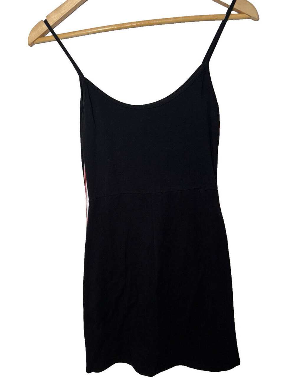 brandy melville tennis mini dress black  red and white stripe on the side